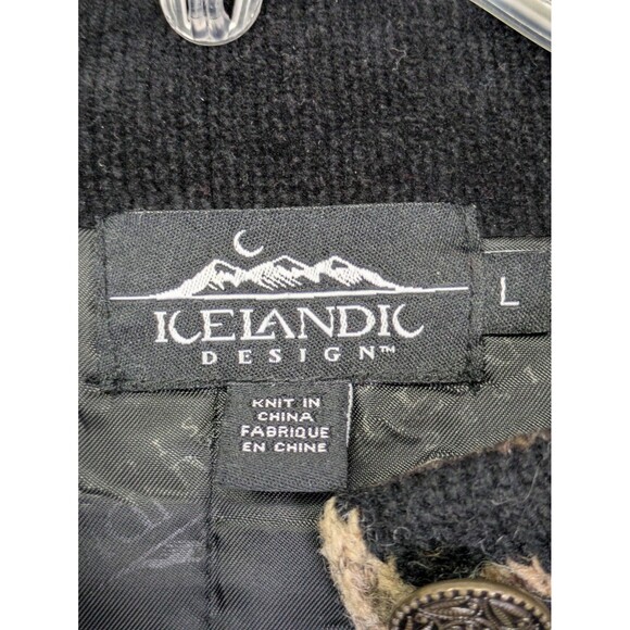 Icelandic Design Wool Cardigan Sweater Womens Large Nordic Floral 100% Wool - Picture 2 of 13